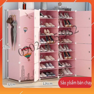 [TẶNG MÓC SƯỜN 20K] TỦ ĐỂ GIÀY LẮP GHÉP ĐA NĂNG 24 Ô (chia ô) CỬA KHÍ CẦU
