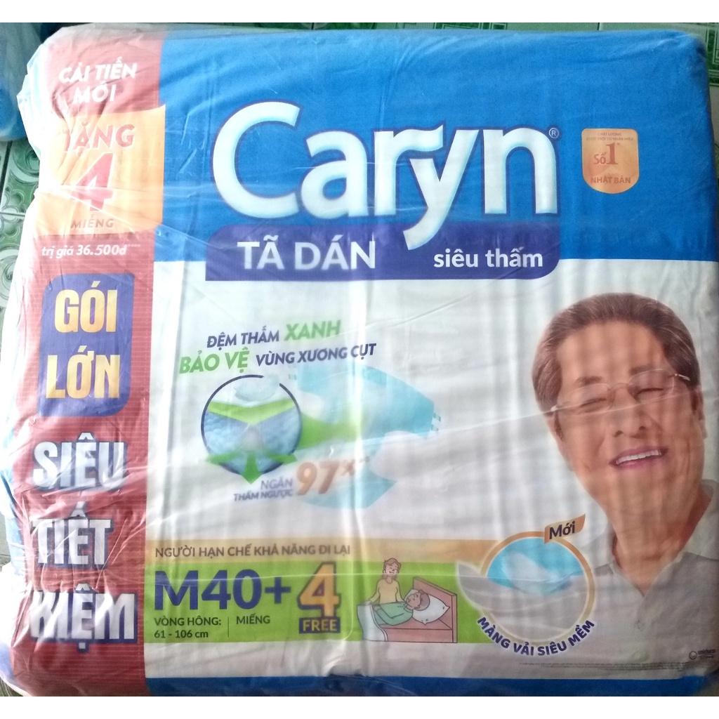 {TẶNG 4 MIẾNG}-TÃ DÁN CARYN SIZE M40/L40 MIẾNG ĐỆM THẤM XANH