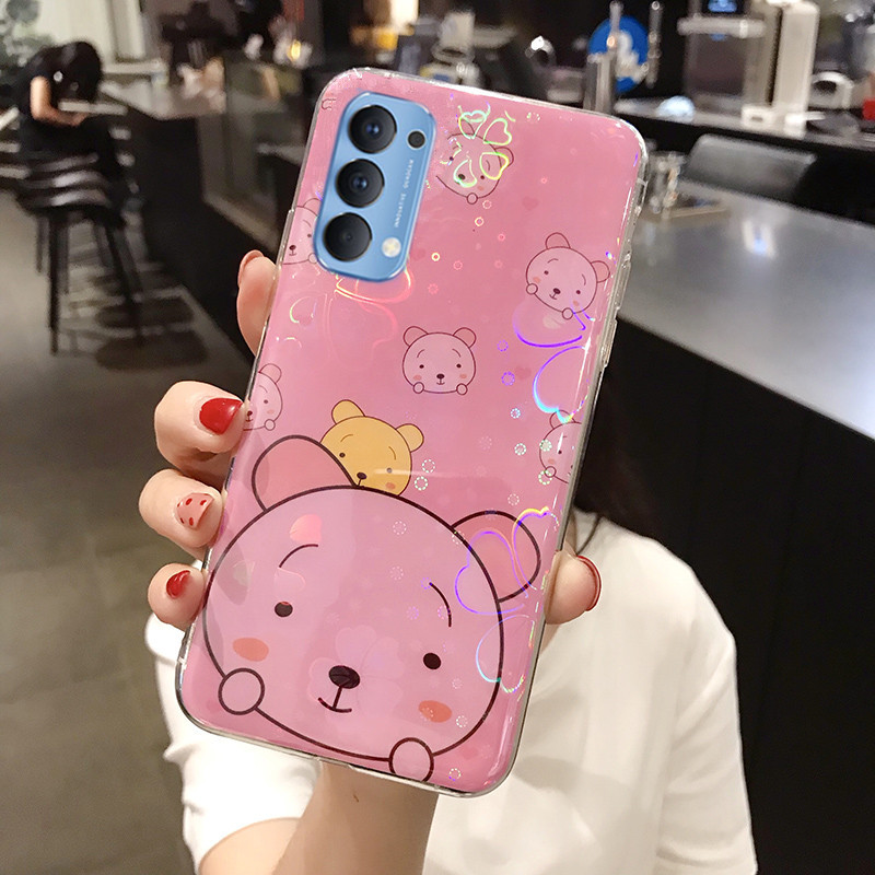 Ốp Điện Thoại Silicon Họa Tiết Gấu / Hoa Anh Đào Cho oppo reno6 z 5g reno5 f reno 4 pro 4g reno4 reno5 reno 5 pro reno 6z 6 5f