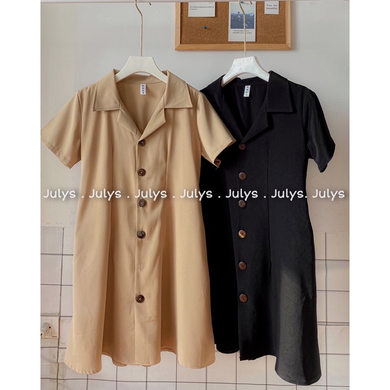 [Mã SKAMA06 giảm 8% tối đa 50K đơn 250K] Váy cổ vest cài cúc (ảnh thật shop chụp kèm video cận chất) | BigBuy360 - bigbuy360.vn