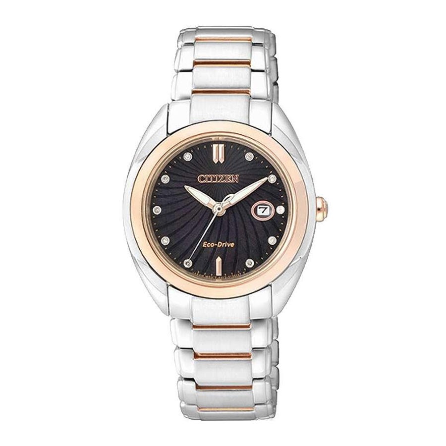 Đồng Hồ Nữ Citizen Đính Kim Cương Dây Thép Không Gỉ EM0315-59E - Mặt Đen (Sapphire)