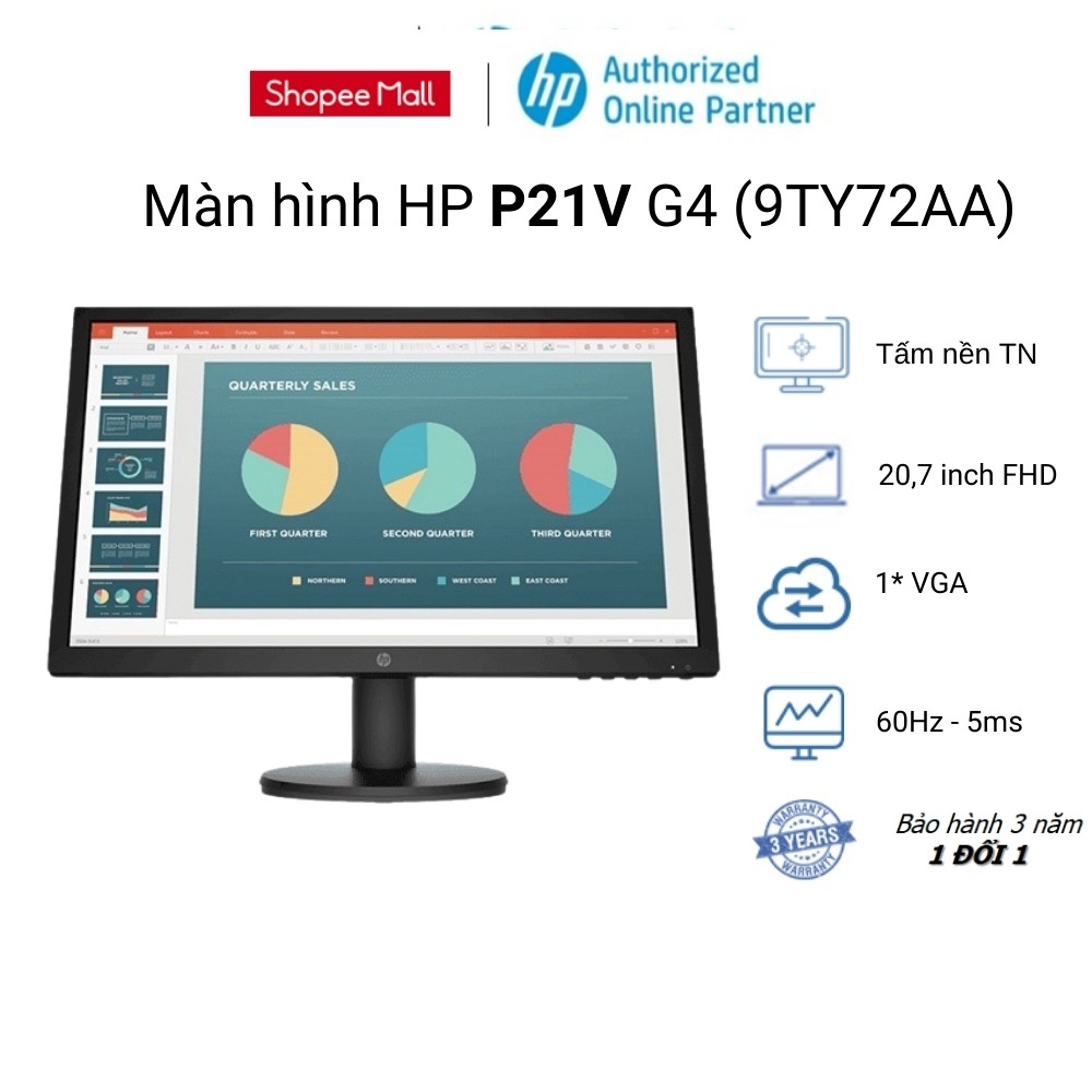 [ELGAME8 - giảm 8%]Màn hình máy tính HP P21v G4 9TY72AA 20.7 inch FHD TN