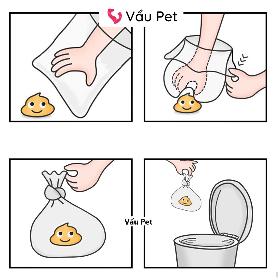 Túi nilon hót phân chó mèo thú cưng - Túi đưng phân chó mèo tự phân hủy (Cuộn 15 túi) Vẩu Pet Shop