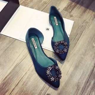 Giày búp bê Hở hông khóa Vuông