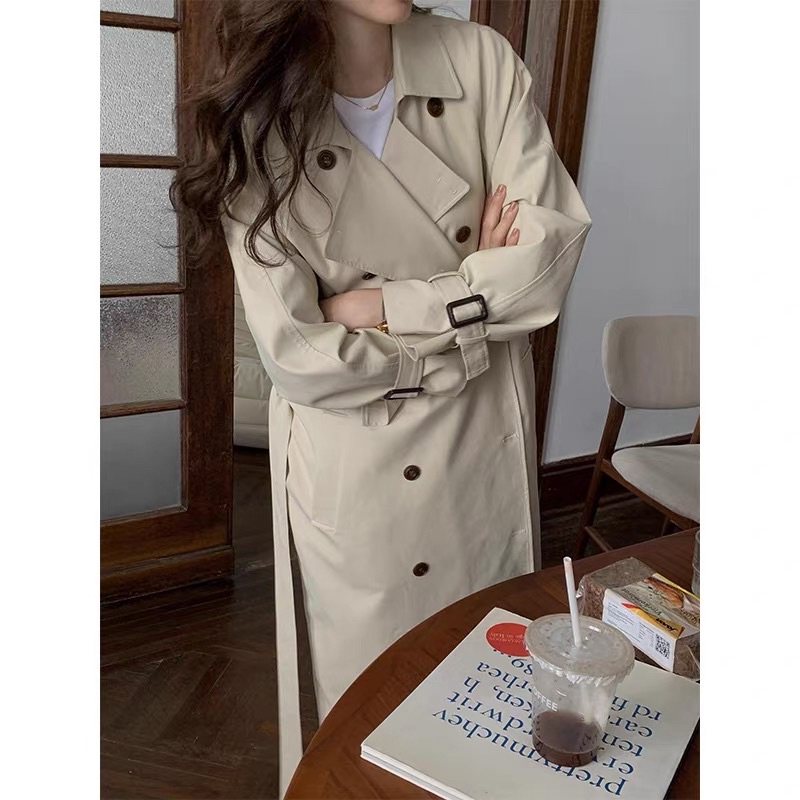 Phong cách Hàn Quốc kiểu Anh ren-up trench coat dành cho phụ nữ mùa thu 2021 áo khoác dài. | BigBuy360 - bigbuy360.vn