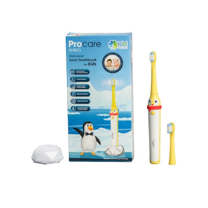 CHÍNH HÃNG  BÀN CHẢI ĐIỆN CHO TRẺ EM KHB03 -Bàn chải đánh răng điện cho bé đầu rung có đế sạc không dây