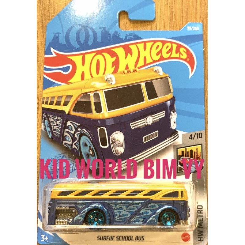 Xe mô hình Hot Wheels basic Surfin' School Bus GRX82.