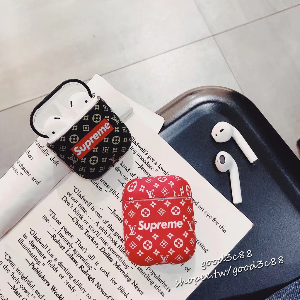 Vỏ bảo vệ hộp đựng tai nghe Airpods in tên các thương hiệu Louis Vuitton Supreme kiểu dáng sang trọng | BigBuy360 - bigbuy360.vn