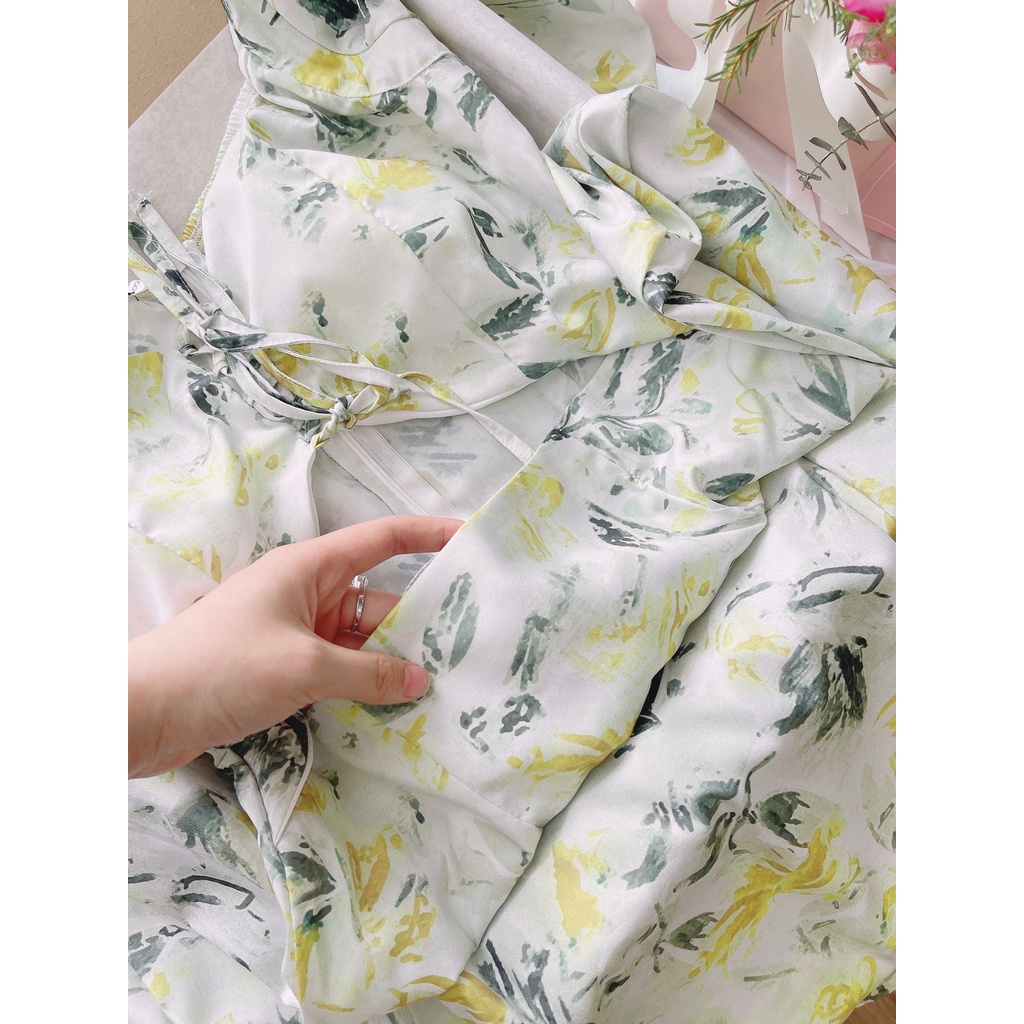 VÁY MAXI DÁNG DÀI CUTOUT HOA CÀNH CÚP NGỰC ĐAN DÂY SEXY ZARA