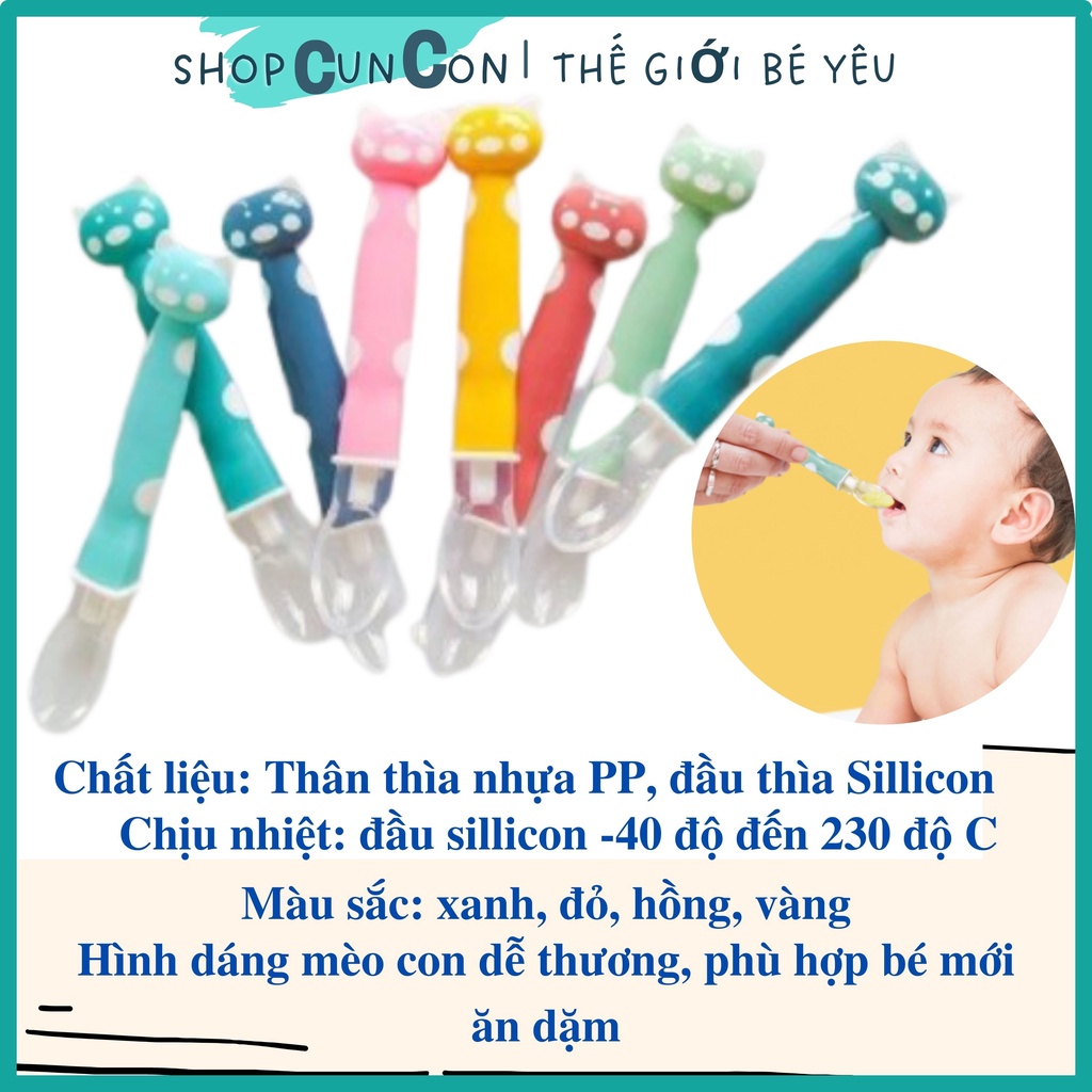 Thìa sillicon siêu mềm hình gấu dễ thương cho bé bắt đầu ăn dặm, thìa sillicon ăn dặm, muỗng ăn cho bé