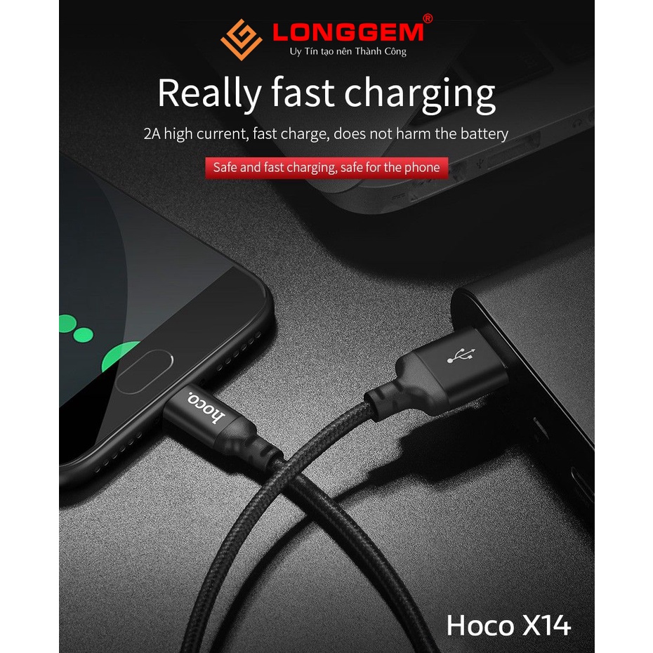 CÁP SẠC ĐIỆN THOẠI HOCO X14 NHIỀU LOẠI I-P-SS-TYPEC (MÀU NGẪU NHIÊN)
