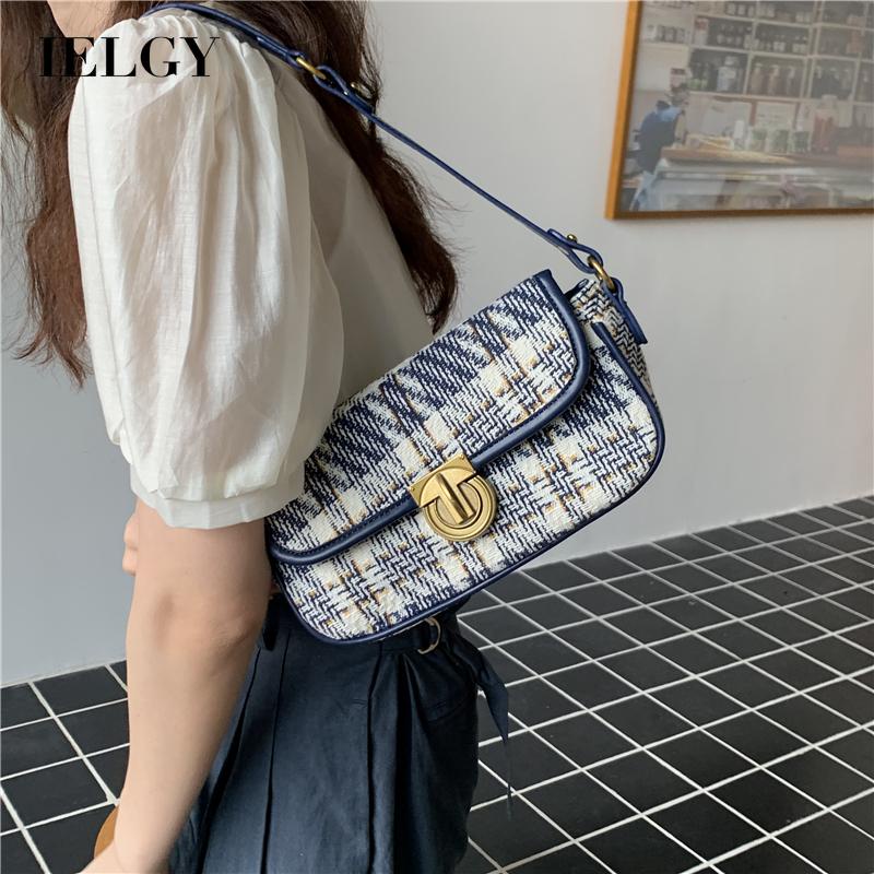 IELGY Túi đeo vai phối khóa cài nam châm kiểu dáng thời trang thanh lịch cho nữ