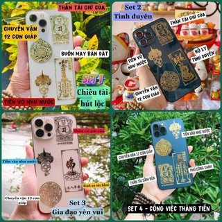 Bộ 4 miếng dán mạ vàng mang đến May Mắn Thần Tài giữ của thu hút Tài Lộc công danh tình duyên cho gia chủ