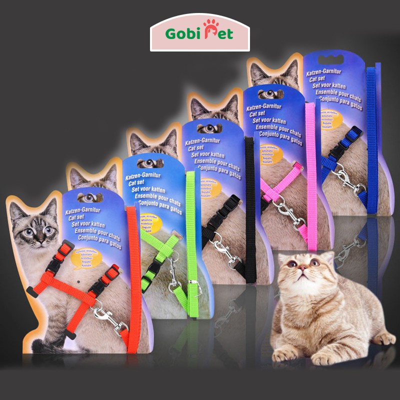 dây xích chó mèo thú cưng 2 đai đeo ngực bền chắc và an toàn - Gobi Pet