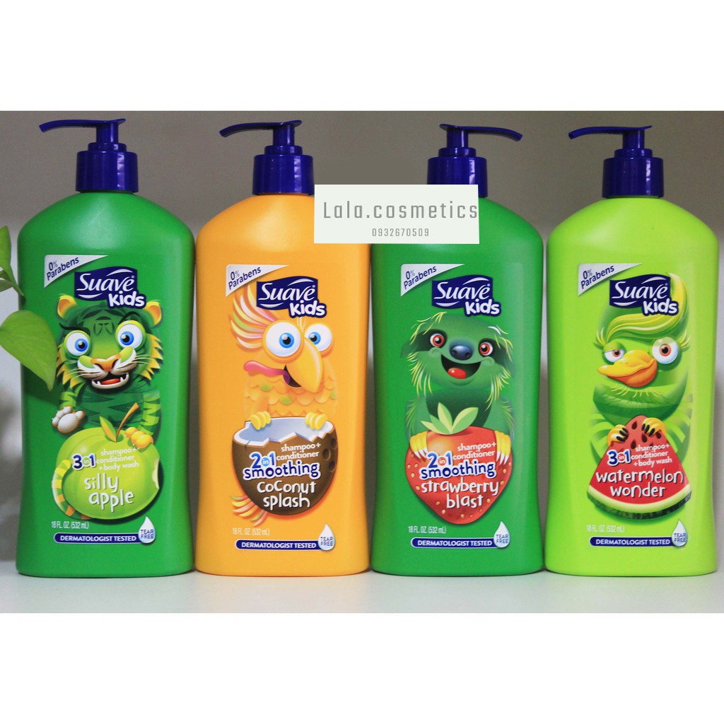 (Mẫu mới 2019 ) Sữa tắm gội Suave kids 3in1 532ml