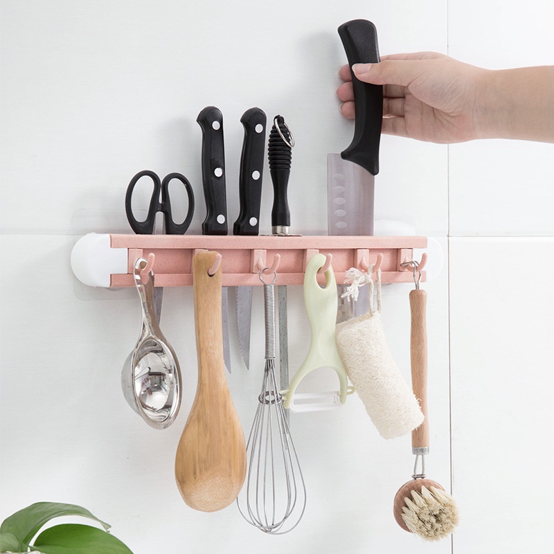 Kệ dán tường đựng dao kéo có 6 móc - BX2837