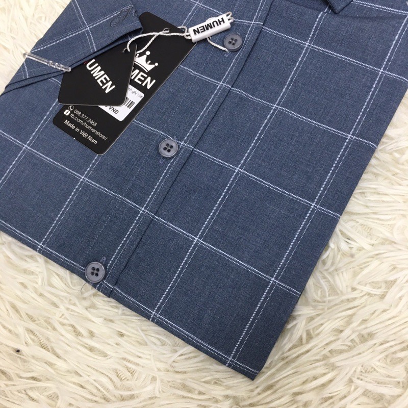 Sơ Mi Ngắn Tay Kẻ Humen-Chống Nhăn,Chống Xù,Chất Mềm Mát-100% Ảnh Thật | BigBuy360 - bigbuy360.vn