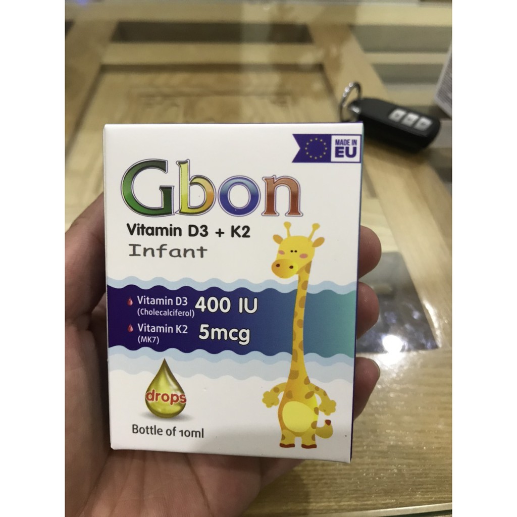 Gbon Vitamin D3 + K2- Bổ sung vitamin D3, K2 - giúp tăng cường hấp thu canxi, cho xương chắc khỏe, giúp bé cao lớn