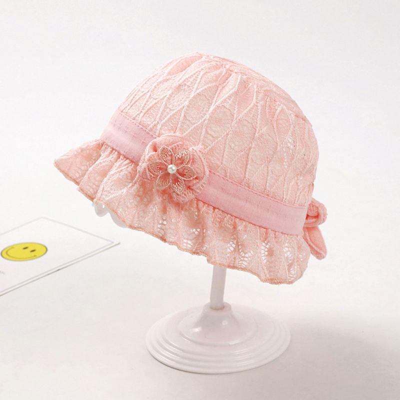 Mũ cotton ren che nắng phong cách công chúa cho bé gái