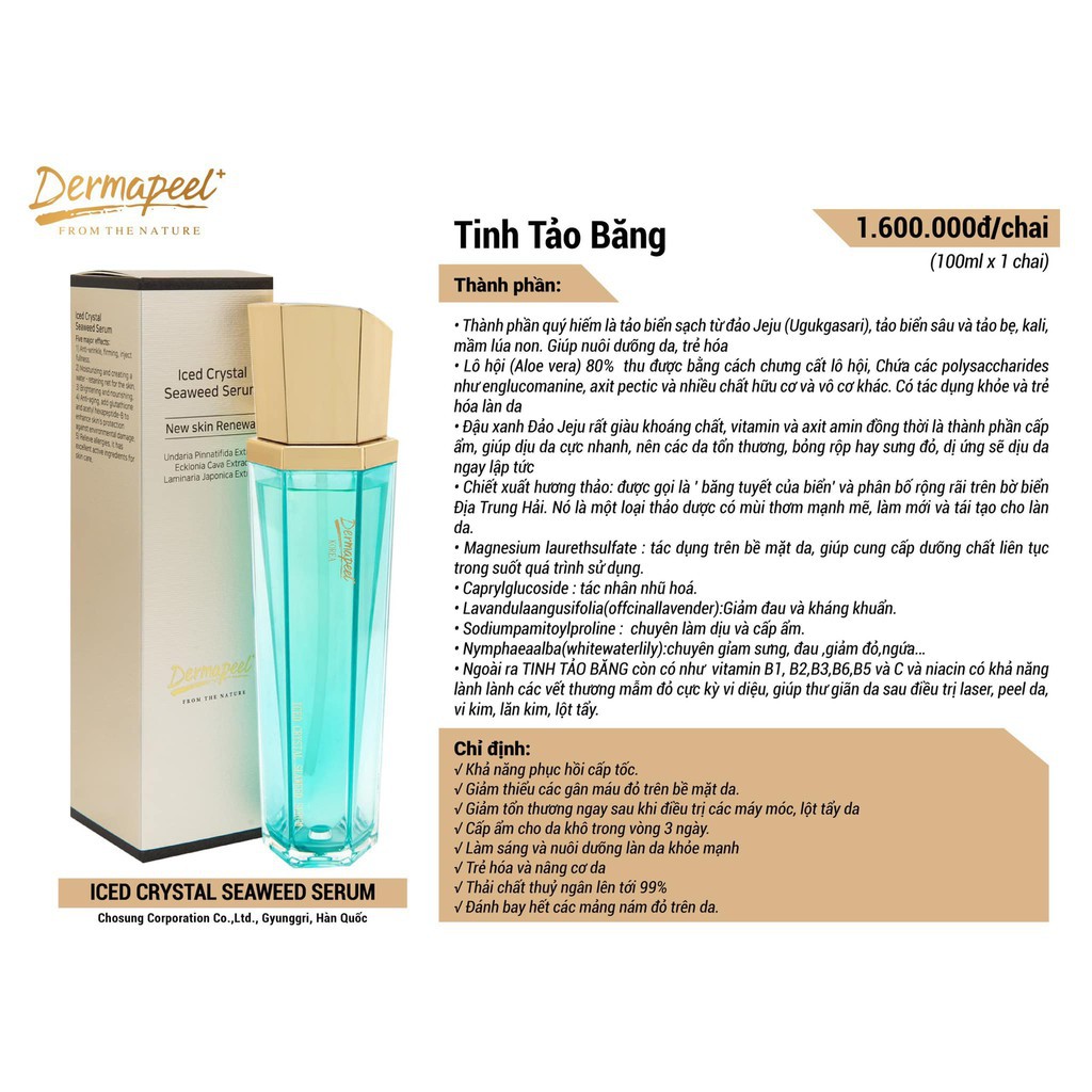 SERUM TINH TẢO BĂNG DERMAPEEL - ICED CRYSTAL SEAWEED SERUM - PHỤC HỒI DA HƯ TỔN 100ml | BigBuy360 - bigbuy360.vn