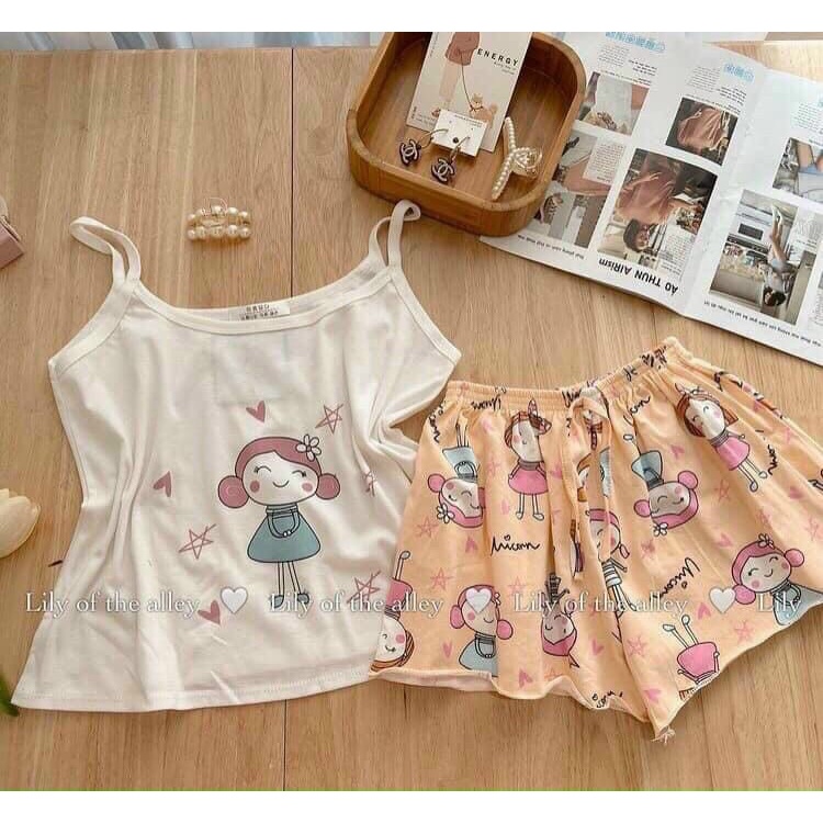 Bộ ngủ hoạt hình ullazang chất cotton JUNIDO B14
