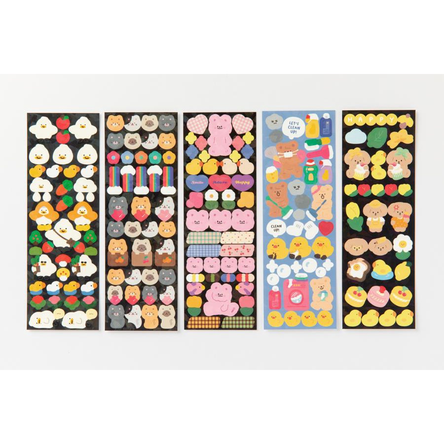 Set 9 Tấm Sticker ARTBOX Hàn Quốc Hologram Lấp Lánh Họa Tiết Dễ Thương Phong Bì Màu Xanh