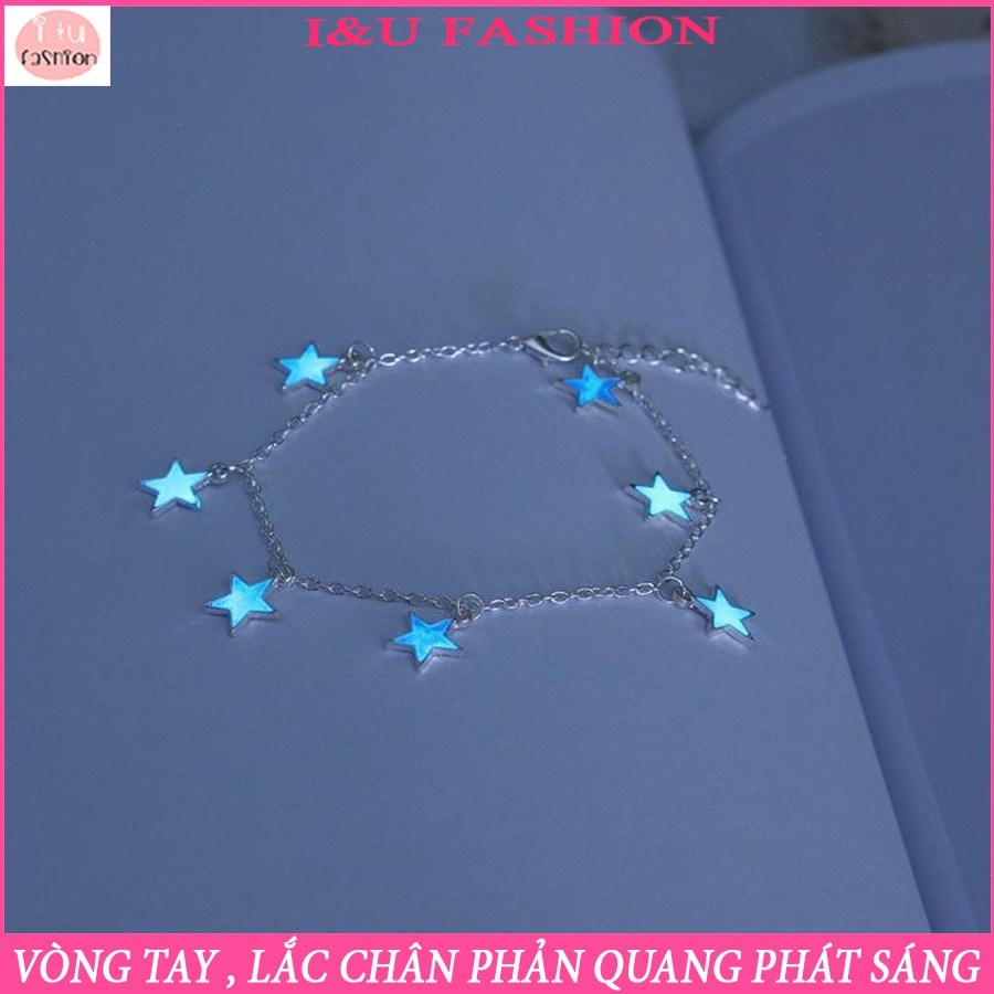 Lắc chân - Lắc tay nữ hình ngôi sao màu xanh phản quang phát sáng trong tối siêu yêu VT-03