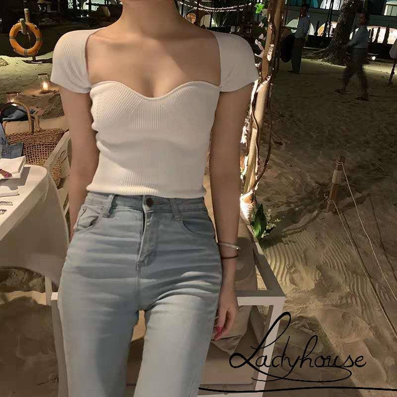 Áo thun tay ngắn màu trơn thời trang dành cho nữ