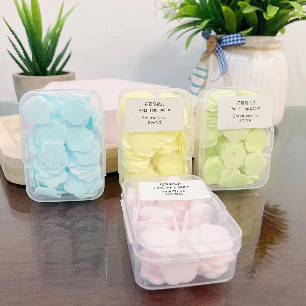 Hộp Xà Phòng Giấy Khô Hình Bông Hoa - Xà Bông Rửa Tay Dùng Một Lần Bỏ Túi Du Lịch - TESOVN
