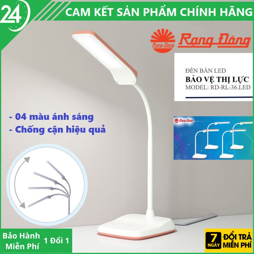 Đèn Học Để Bàn Chống Cận LED Cảm Ứng RL 36 Rạng Đông , Chính Hãng, Cao Cấp, Có 4 Màu Ánh Sáng