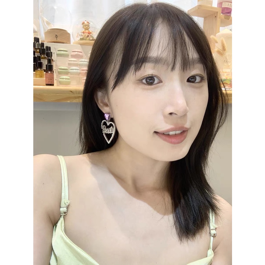 Bông Tai Đính Kim Cương Chữ love Xinh Xắn Cho Nữ