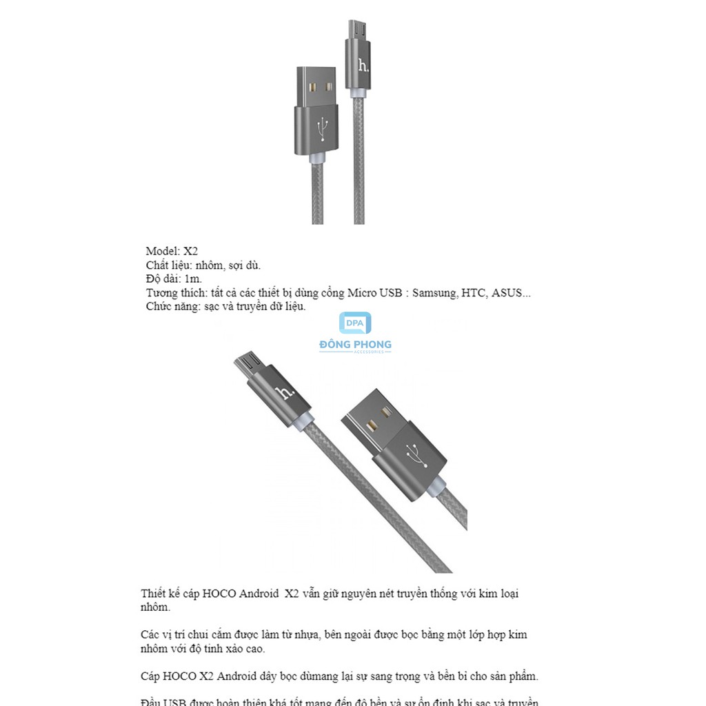 Cáp Sạc Hoco X2 Chính Hãng - Micro USB