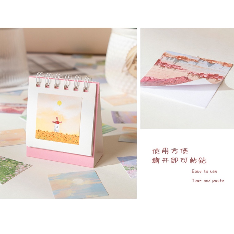 Set 46 sticker dạng tranh vẽ Pink tone trang trí bullet journal