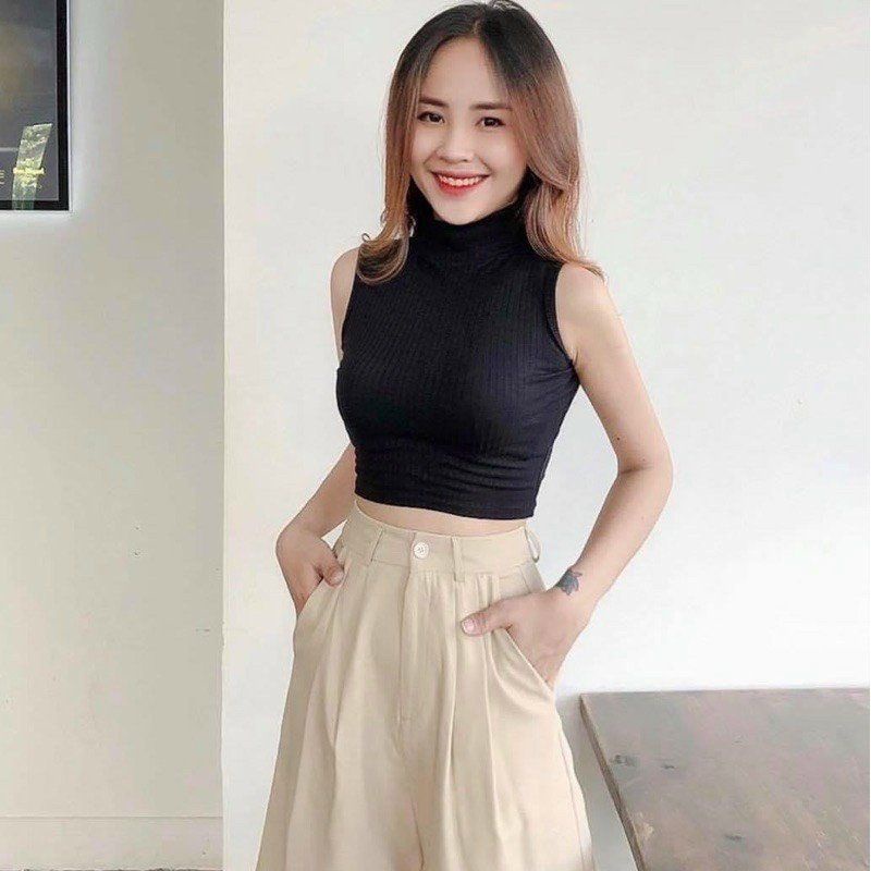 Áo Croptop Ba Lỗ Cổ Lọ Sát Nách A5138