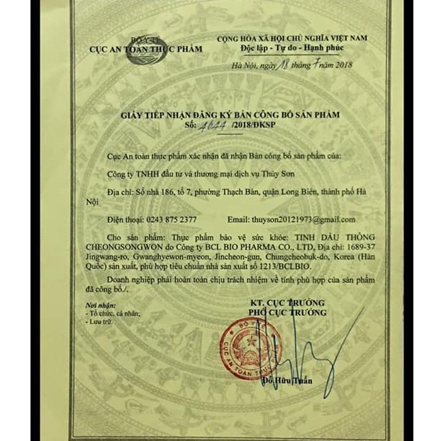 TINH DẦU THÔNG ĐỎ CHÍNH PHỦ DAMI HANSONGWON HÀN QUỐC - HÀNG CAO CẤP