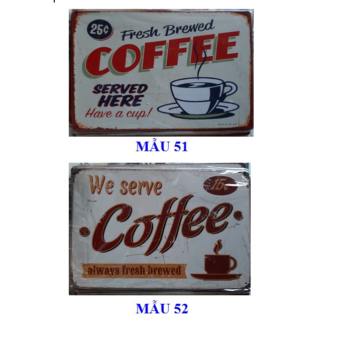 Tranh thép vintage chủ đề coffee, trang trí quán cà phê (nhiều mẫu) BST04