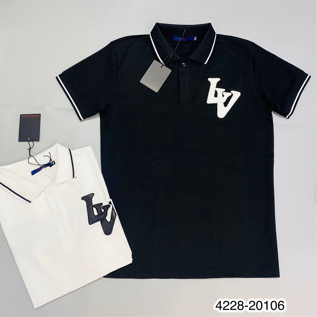 Áo polo nam Lv logo thêu in hình sau áo siêu hot_Áo polo nam hàng Spf cao cấp