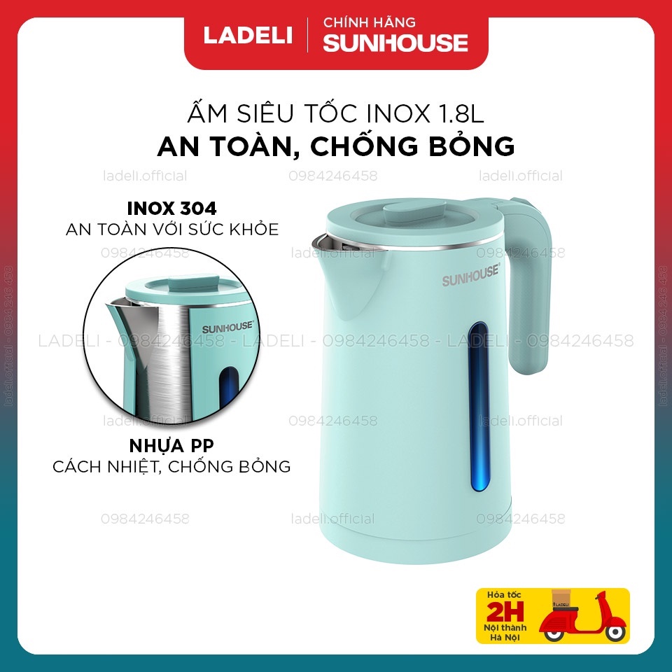 Ấm Đun Siêu Tốc SUNHOUSE 2 Lớp Dung Tích 1.8L SHD1351