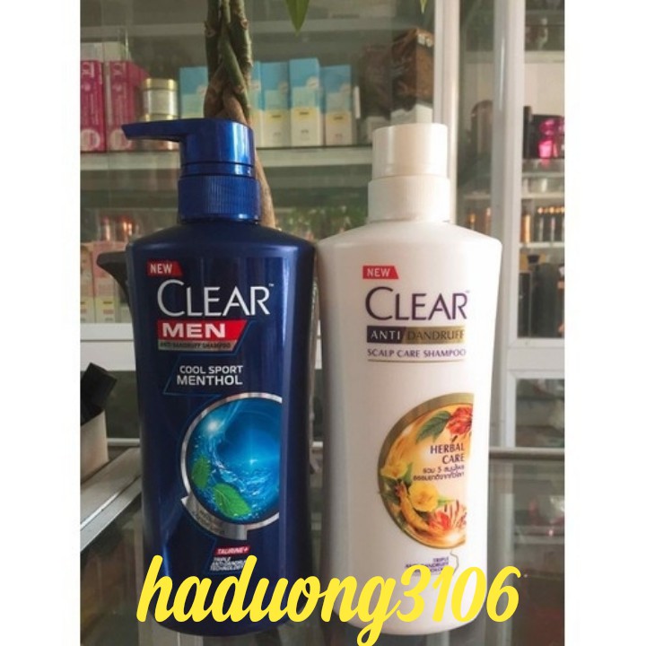 Combo 2 Chai Dầu Gội Clear Men Và Clear Thảo Dược 450ml Thái lan