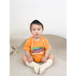 Bộ Áo Liền Quần Ngắn Tay Hoạ Tiết In Chữ Nhiều Màu Xinh Xắn Cho Bé Sơ Sinh