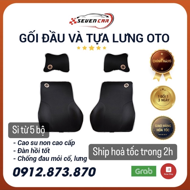 Gối tựa đầu và lưng cao su non cao cấp ghế ô tô, ghế văn phòng chống gù lưng, mỏi cổ lưng -SEVEN.CAR