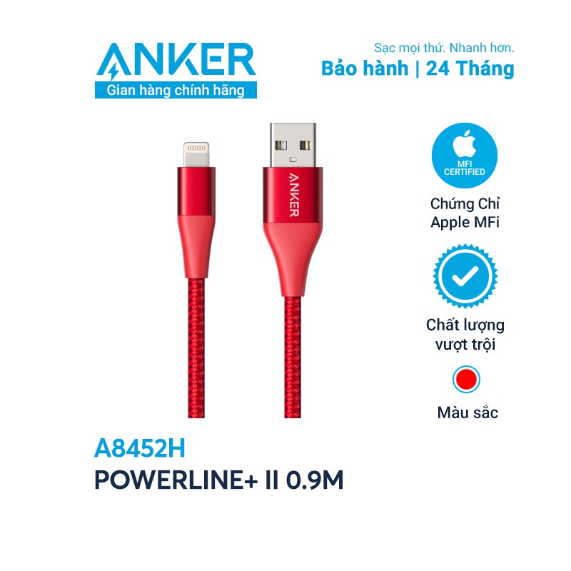 [Không túi đựng] Cáp sạc ANKER PowerLine+ II Lightning dài 0.9m - A8452H | BigBuy360 - bigbuy360.vn