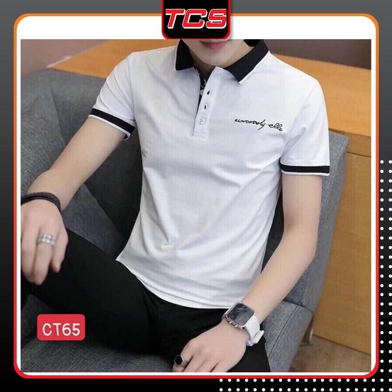 Áo thun nam ,áo phông ngắn tay có cổ chất cotton cao cấp viền đen thời trang phong cách hàn quốc TCS
