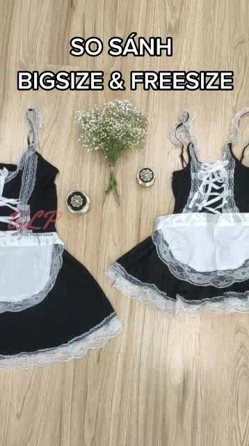 [BIGSIZE_100KG]_DN14_Bộ Ngủ Cosplay Hầu Gái Đen Ren Trắng | BigBuy360 - bigbuy360.vn