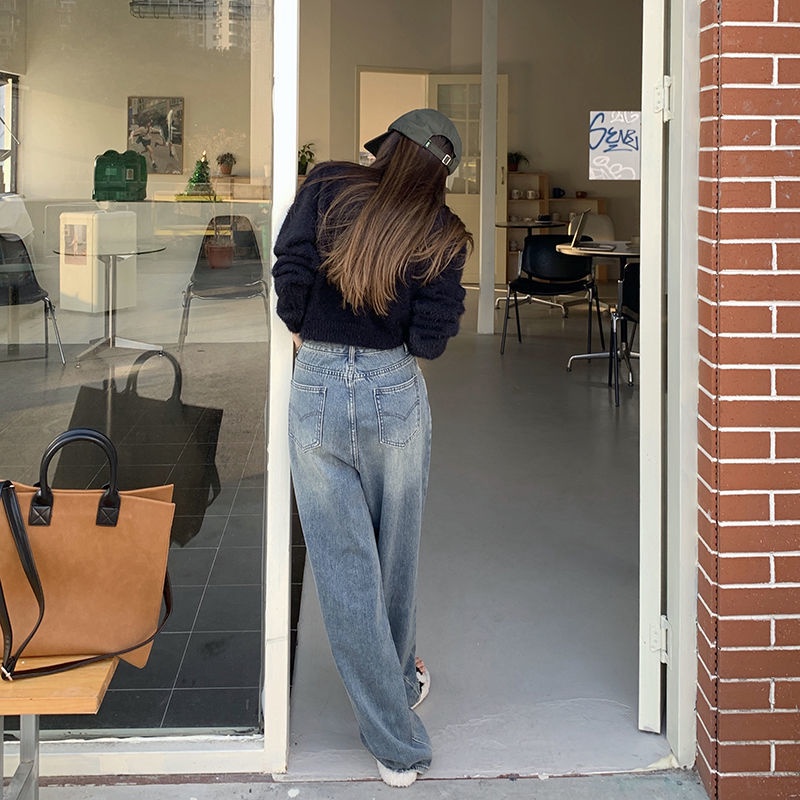 COZOK Quần Jeans Lưng Cao Phong Cách Hàn Quốc Thời Trang Cho Nữ