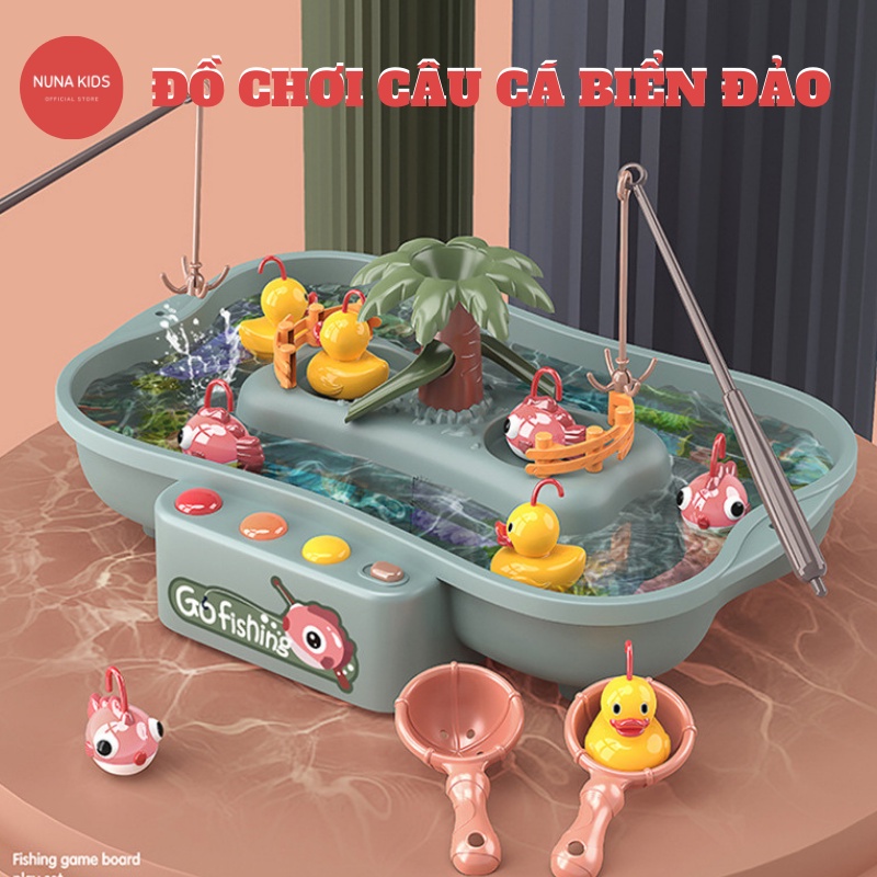 Đồ chơi câu cá cho bé NUNAKIDS đồ chơi câu cá, câu vịt biển đảo cho trẻ em có nhạc có đèn TẶNG 3 viên pin