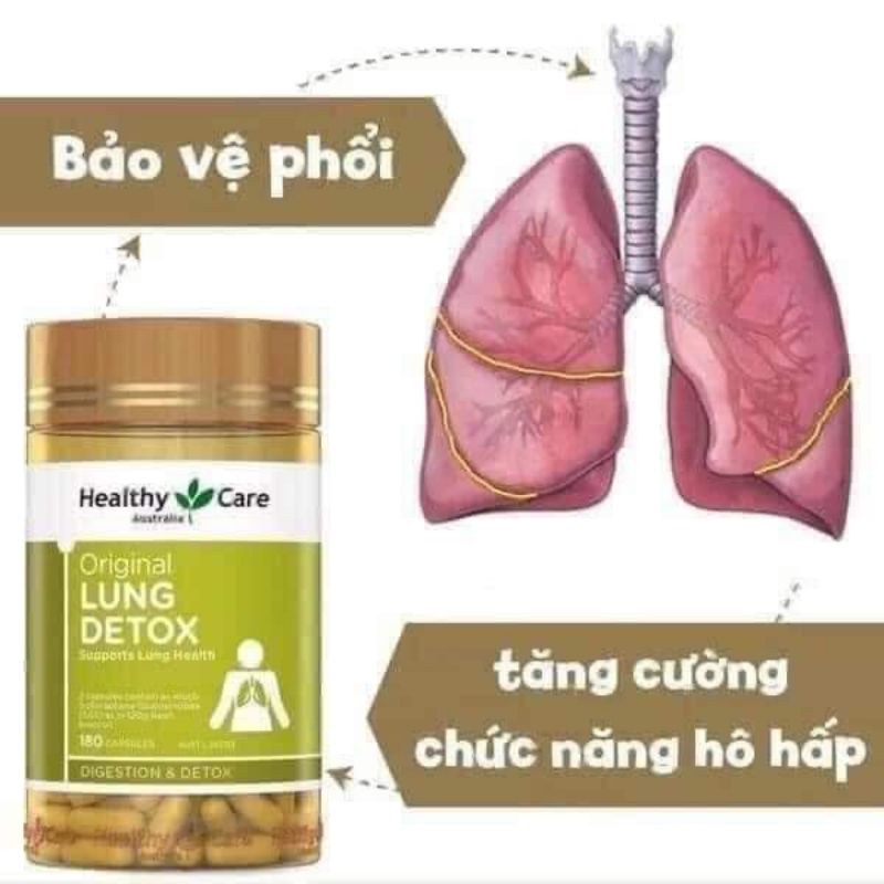 Viên uống giải độc phổi Healthy Care Original Lung Detox 180 viên của Úc