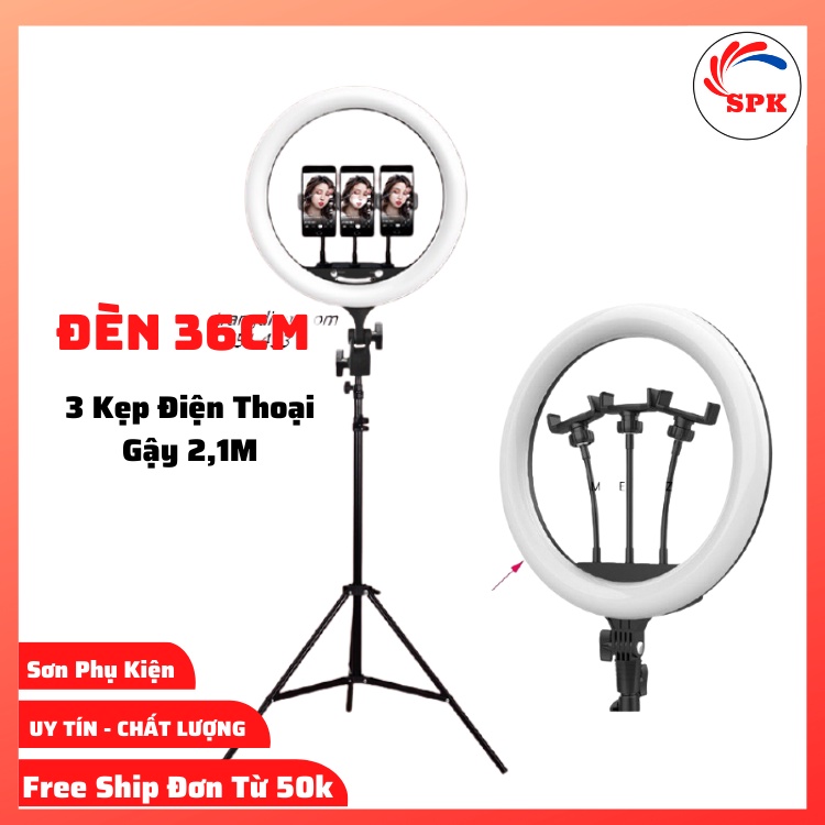 Đèn Livestream 36cm , Đèn M-36 , 3 Chân Kẹp Điện Thoại , Gậy 2,1 Mét , Trợ Sáng Live Tream, Quay Tiktok, Spa , Studio