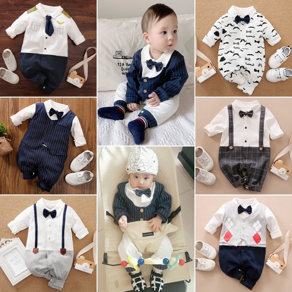 Bộ Áo Liền Quần Cotton Tay Dài In Hình Mặt Trăng Thời Trang Cho Bé Trai Sơ Sinh 0172