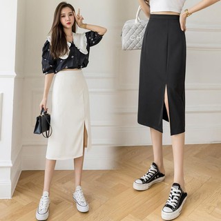 Chân Váy Chữ A Dài, Chân Váy Midi Lưng Cao Xẻ Tà Thời Trang Mùa Hè Phong Cách Hàn Quốc Trẻ Trung, Năng Động.